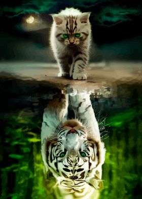 Cat Reflection Tiger