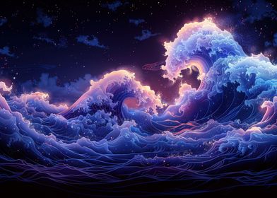 Neon color Ocean Wave