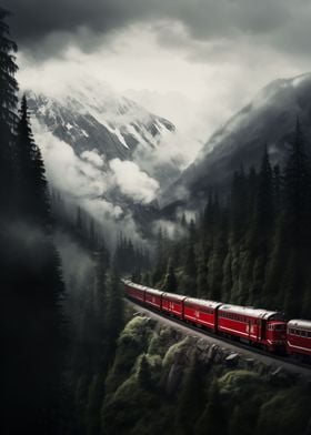 Old red train Mountains