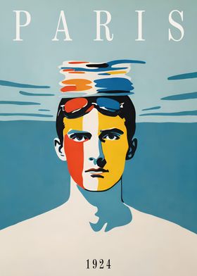 Paris 1924 Swimming Poster