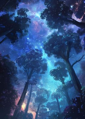 Radiant Cosmic Forest