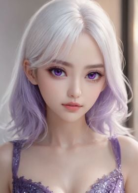 Anime Girl with Purple Eye
