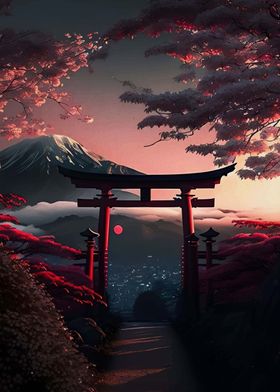 Cherry Blossom Landscape