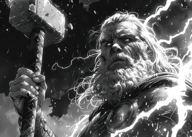 Thor holding his hammer