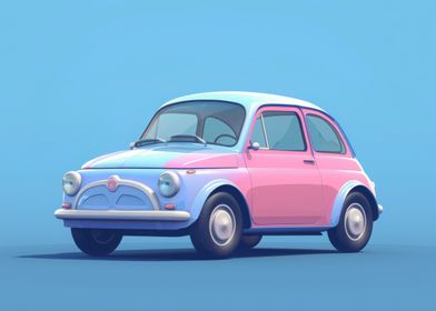 Blue Pink Pastel Car