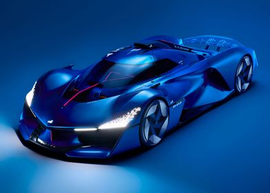 Blue alpine supercar 