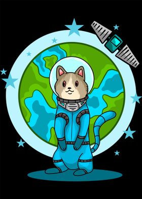 Earth And Astronaut Cat