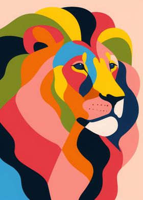 Lion Abstract Flat