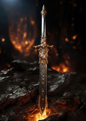 Magical sword and lava