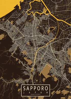 Sapporo City Map Pastel