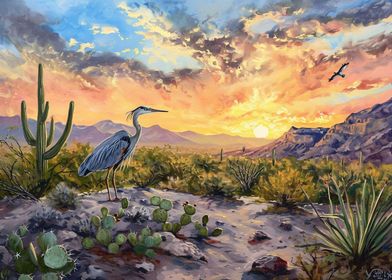 Desert wildlife at sunset 