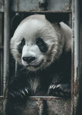 Cute Panda in Jail Bars