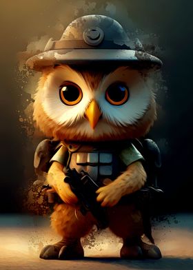 owl soldier illustration