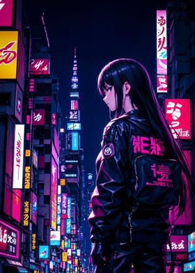 Anime Girl Tokyo Cyberpunk