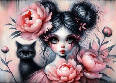 Gothic Fairy and Peonies