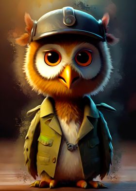 Owl soldier illustration 2