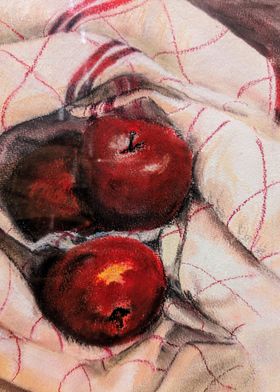 Apples on Checkered Cloth