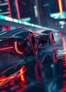 Racing car in neon style
