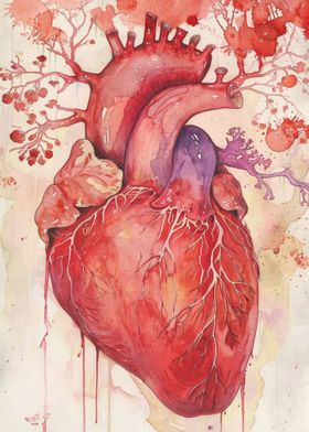 Watercolor Human Heart