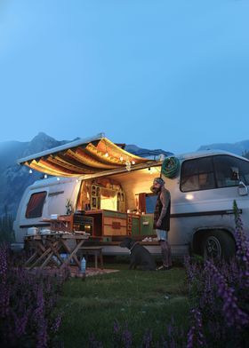 Camping near the mountains