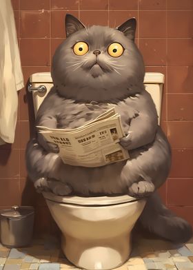 Surprised Cat on Toilet