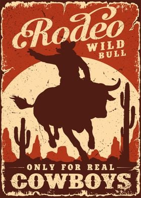 Rodeo Wild Bull Cowboys