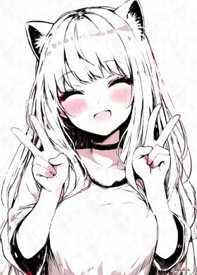 Kawaii Peace Sign Nekomimi