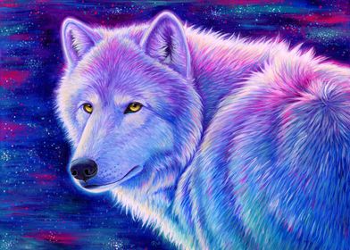 Colorful White Wolf