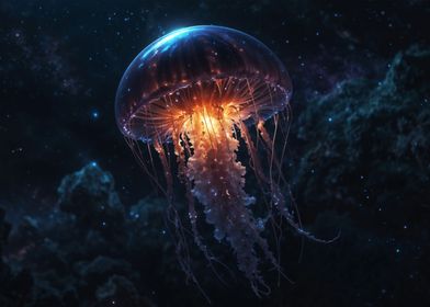 Glowing Jellyfish in Space