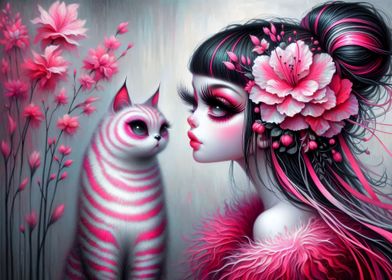 Pink Gothic Fairy and Cat