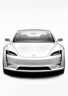 Tesla white electric car