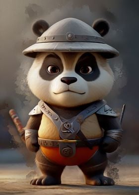 Cute panda warrior