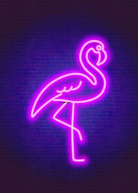 Neon pink flamingo