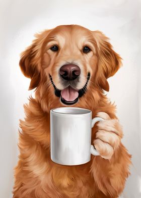 Dog golden coffee