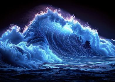 Ocean wave in moonlight