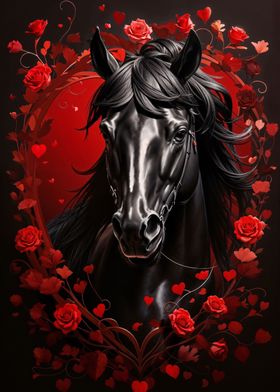 Black Beauty in Red Roses