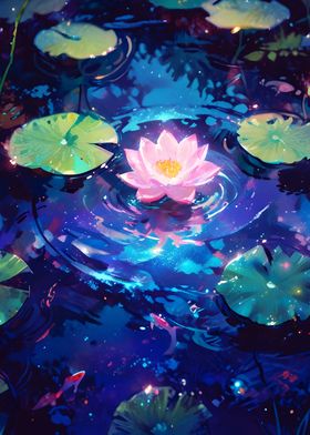 lotus bloom in water paint