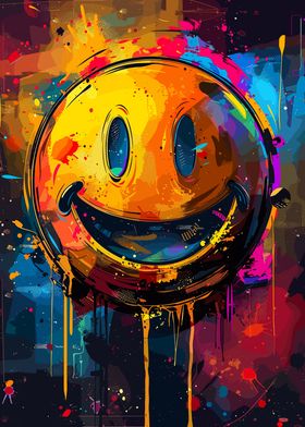 Colorful Crazy Smile Face