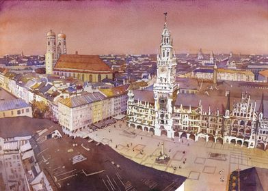 Munich Germany skyline art