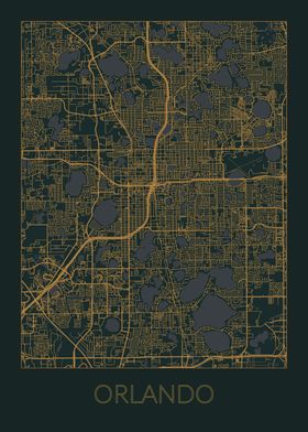 Orlando Gray Orange Map