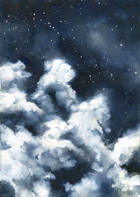 Stars in sky at night art