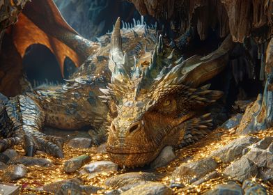 Dragon lying on gold coins