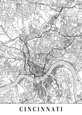 Cincinnati White Map