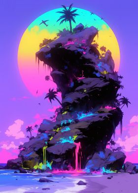 Neon Island Sunset