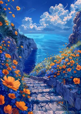 Flower Stairs Seascape