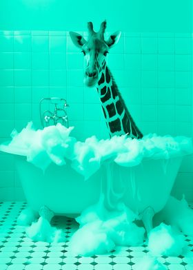 Giraffe in a bathtube