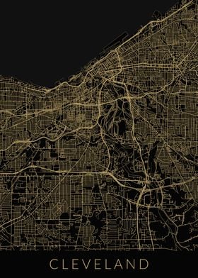 Cleveland Map Black Gold