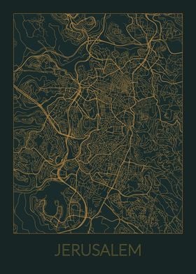 Jerusalem Gray Orange Map