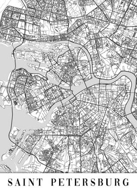 Saint Petersburg White Map