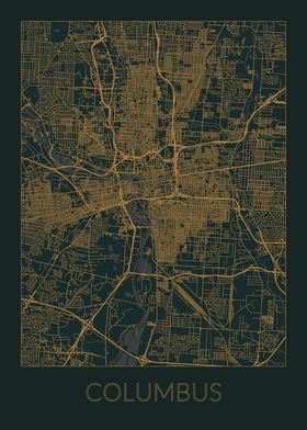 Columbus Gray Orange Map